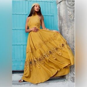 Joyfolie yellow women’s boho dress